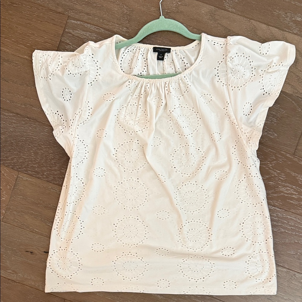Anne Klein Cream Eyelet Women's Top